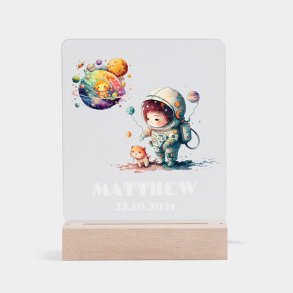 Personalized LED Astronaut Lamp Kids Night Light With Names And Birthdate