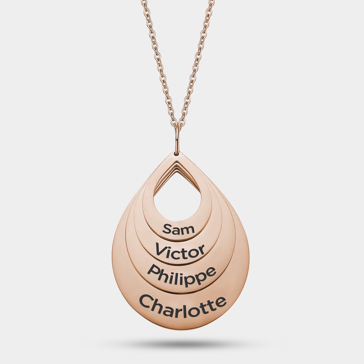 Personalized Droplet Family Necklace with Names