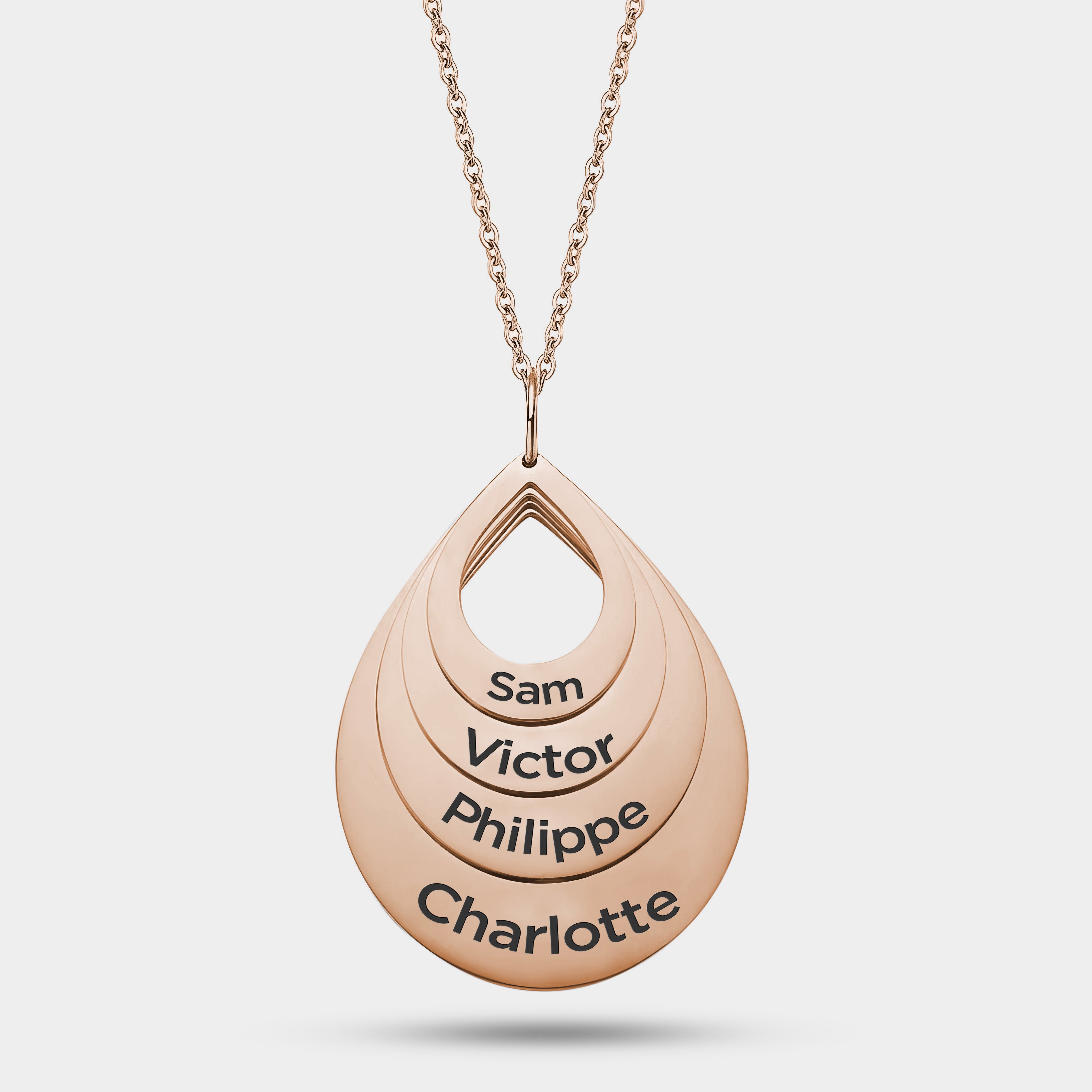 Personalized Droplet Family Necklace with Names