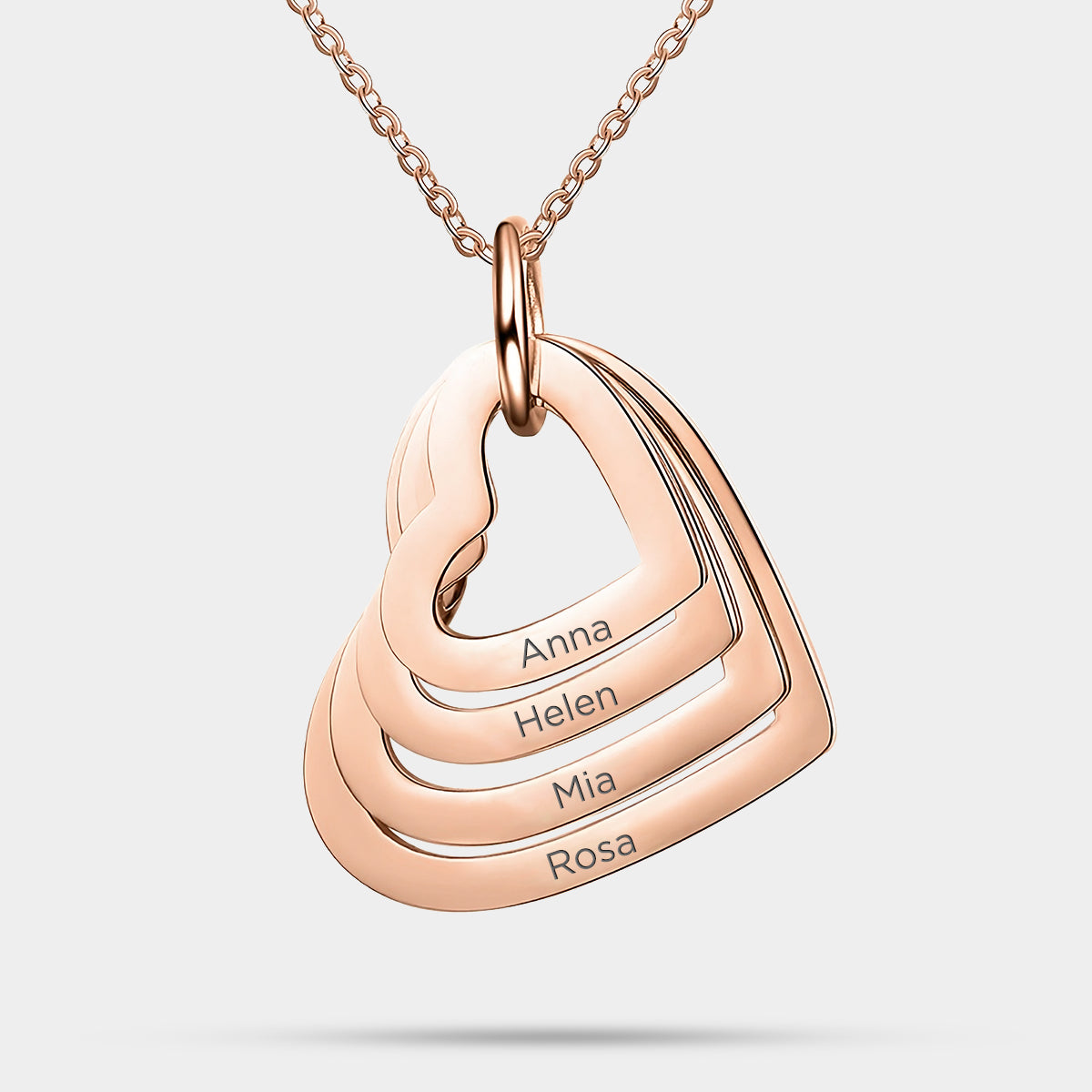 Personalized Four Heart Family Necklace
