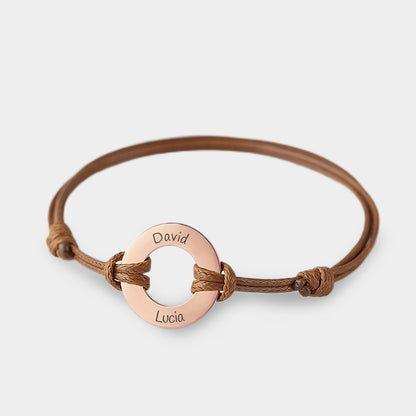 Personalized Leather Bracelet with Circle