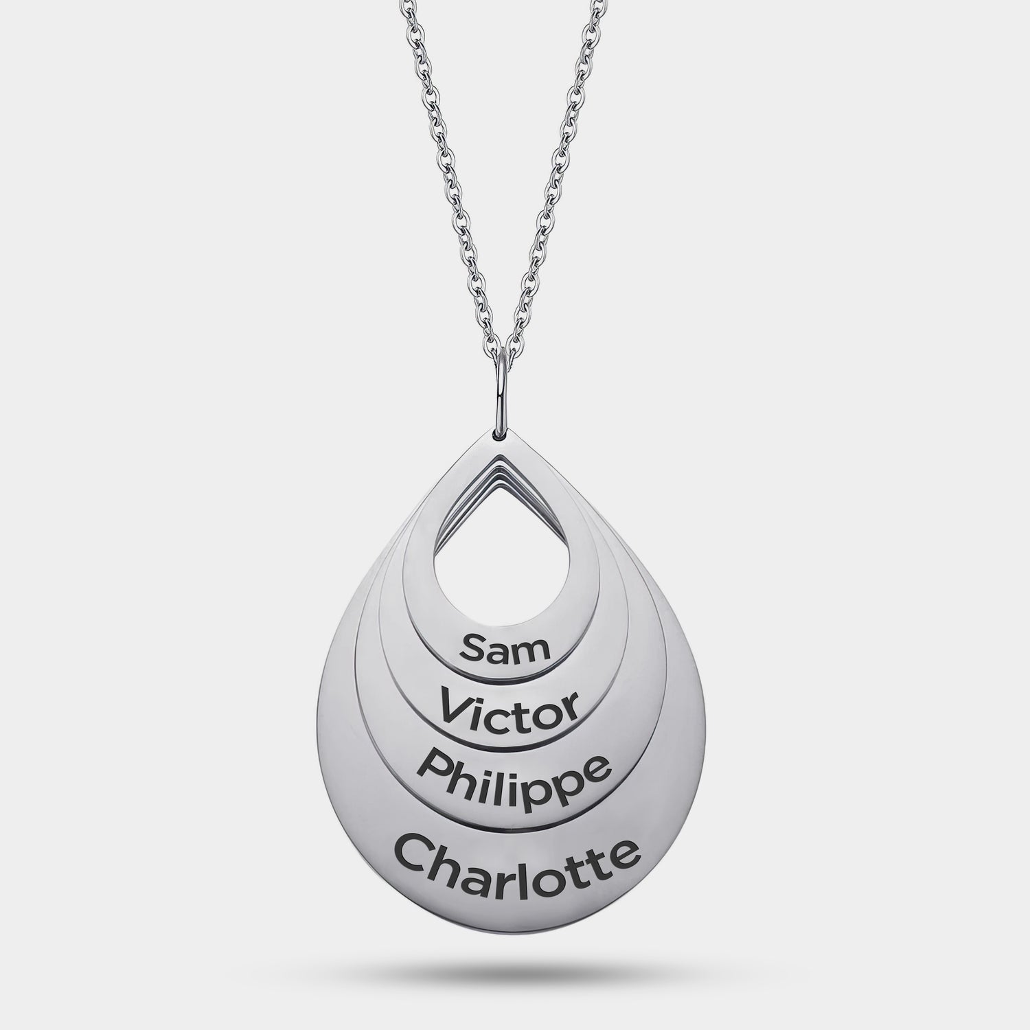 Personalized Droplet Family Necklace with Names