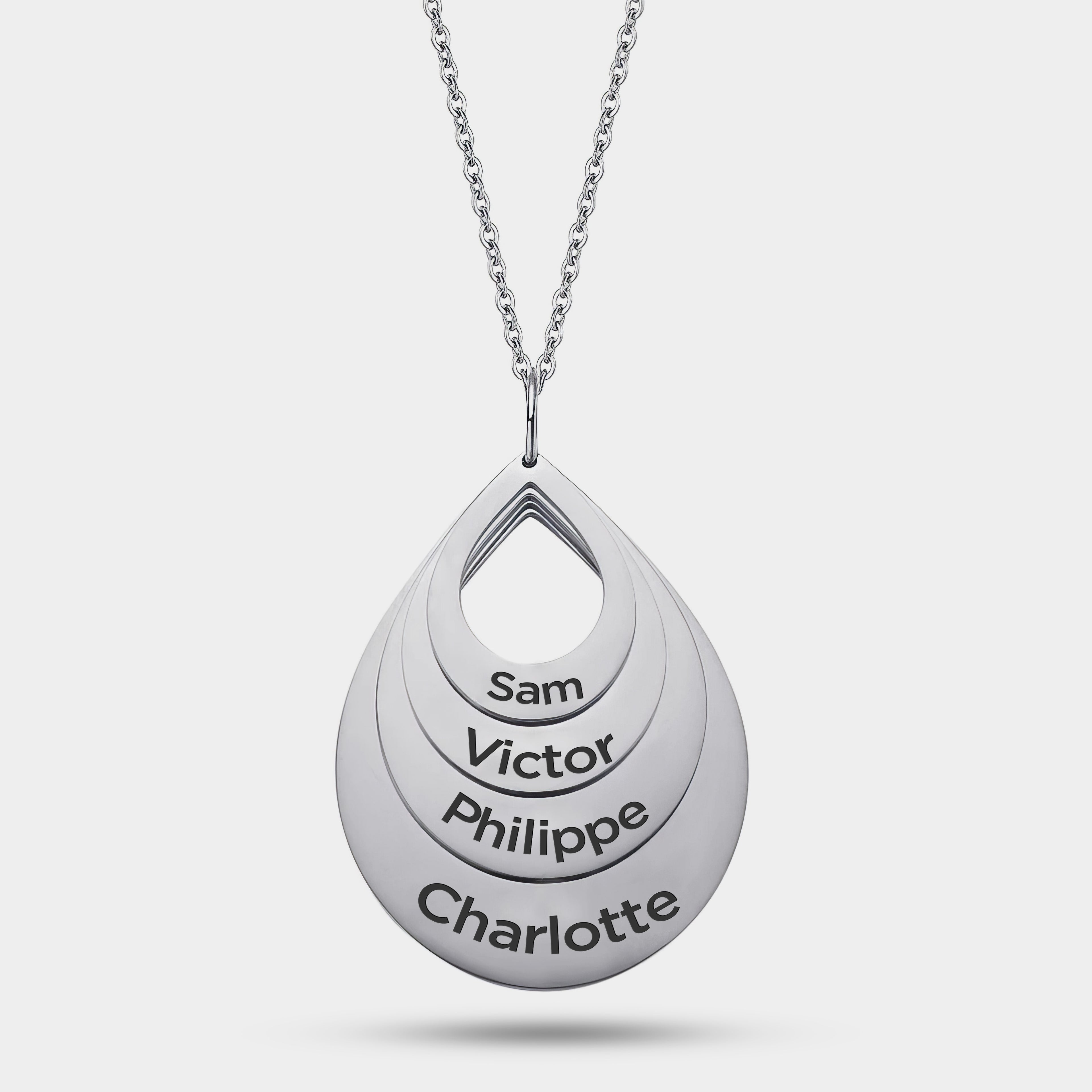 Personalized Droplet Family Necklace with Names