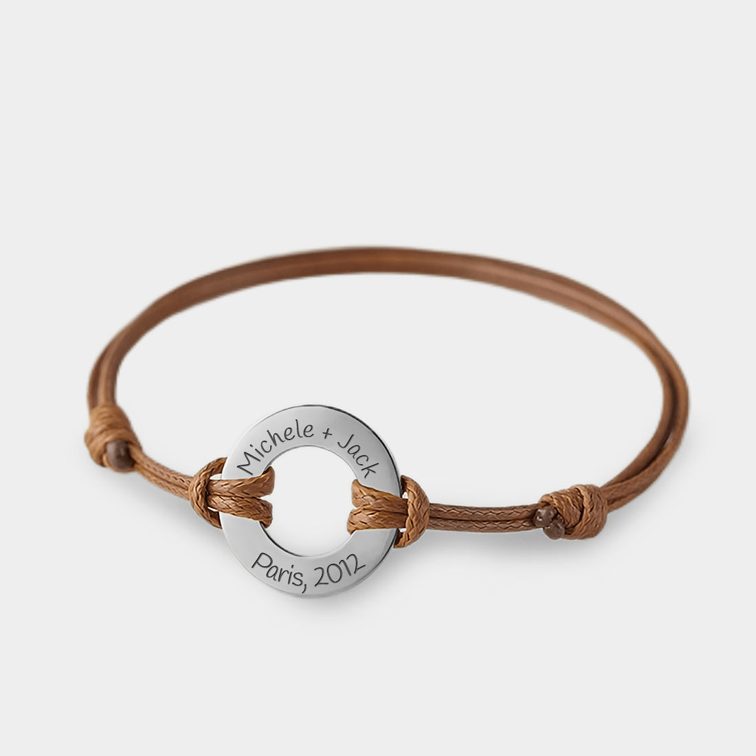 Personalized Leather Bracelet with Circle