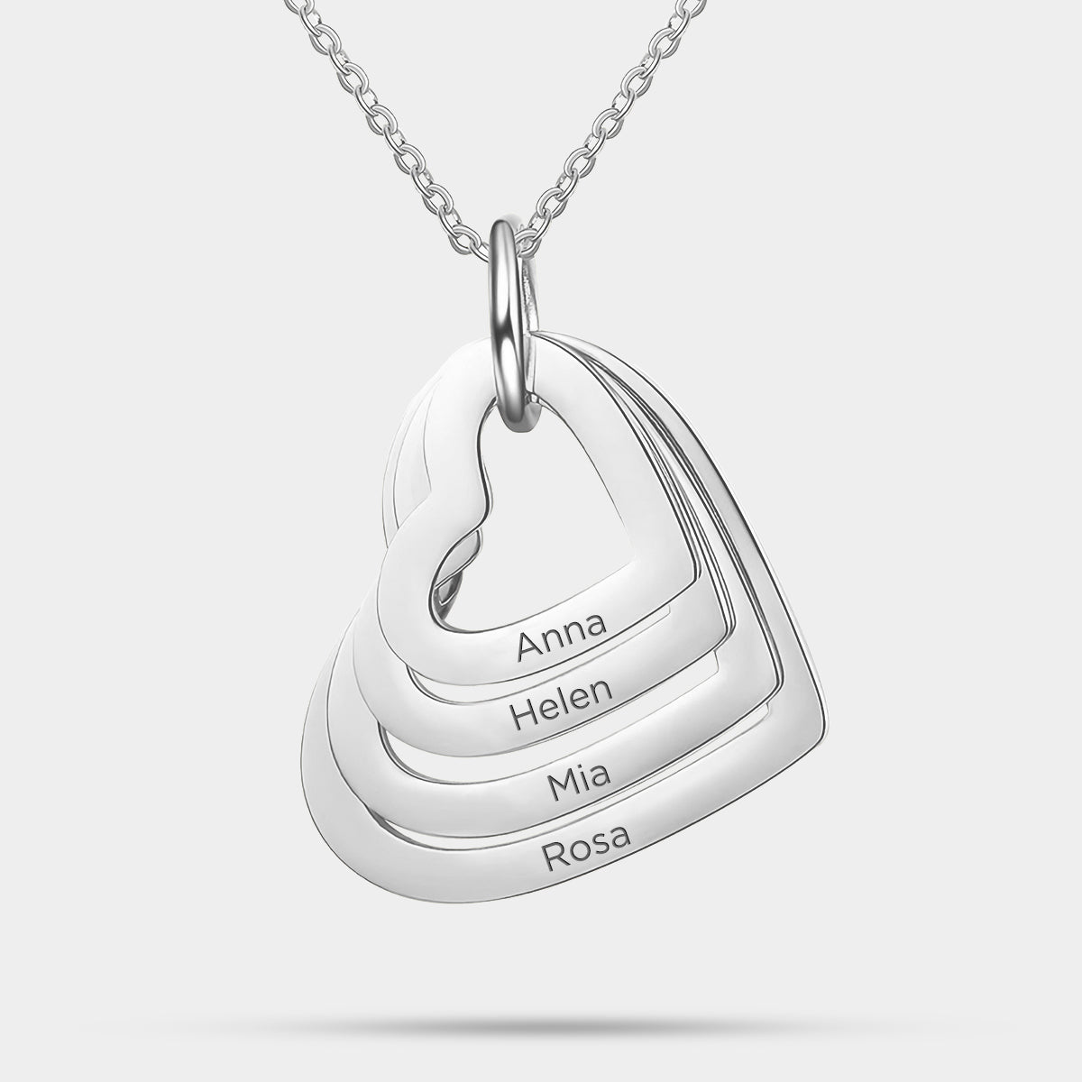 Personalized Four Heart Family Necklace