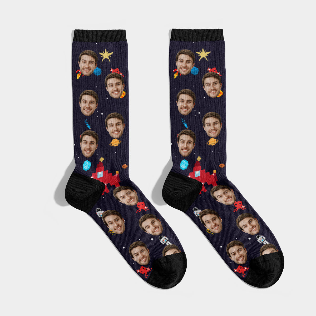 Personalized Space Retro Game Socks