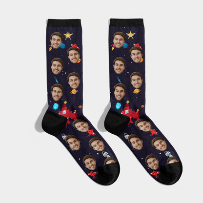 Personalized Space Retro Game Socks