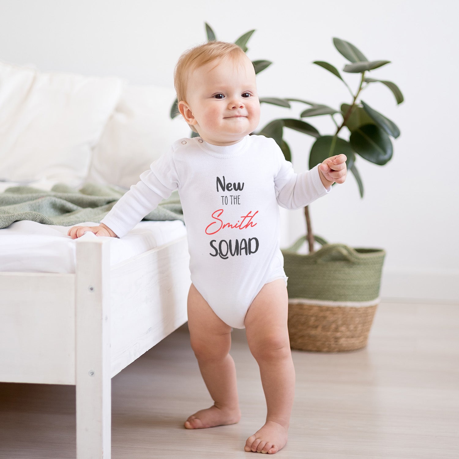 Personalized Baby Bodysuit Onesie For Newborn Squad With Name
