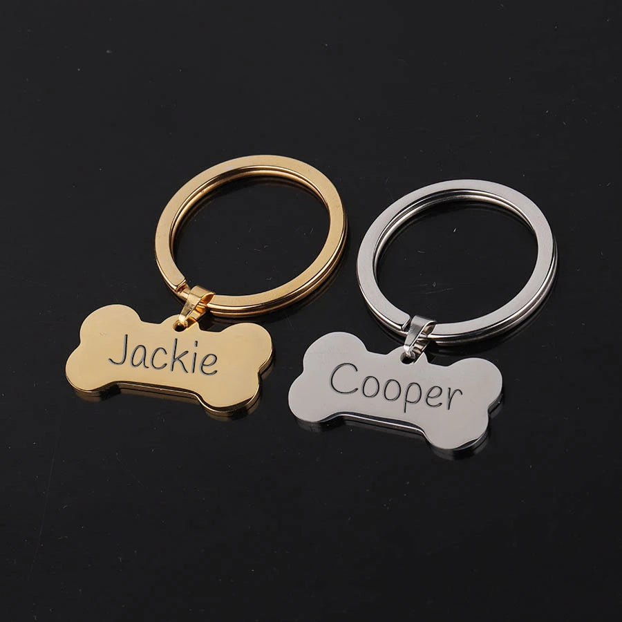 Personalized Engraved Dog Bone Keychain