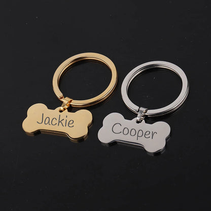 Personalized Engraved Dog Bone Keychain