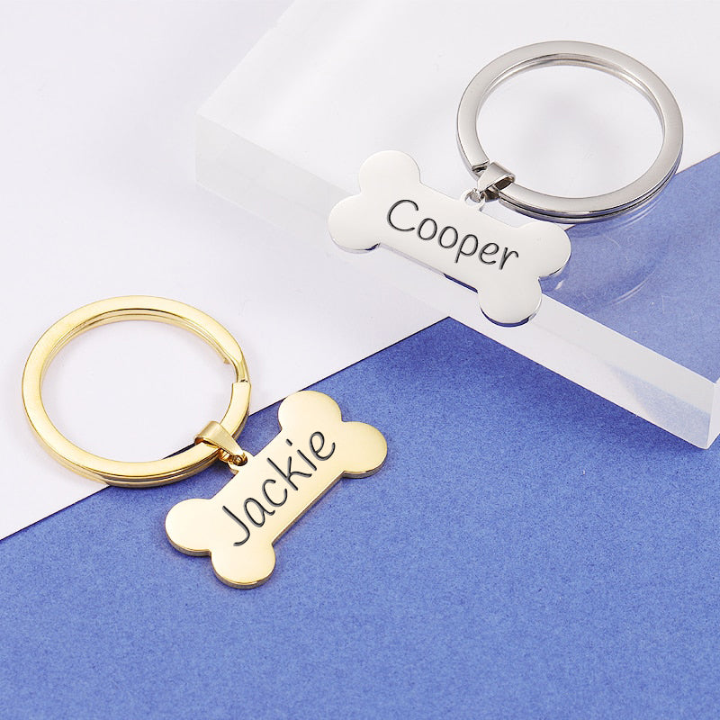 Personalized Engraved Dog Bone Keychain