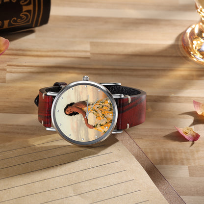 Custom Photo Watch Brown Leather Wristband
