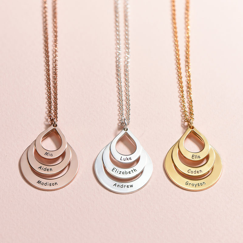 Personalized Droplet Family Necklace with Names