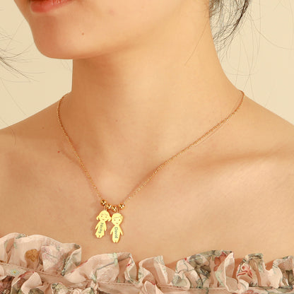Personalized Necklace with Boy and Girl Figures