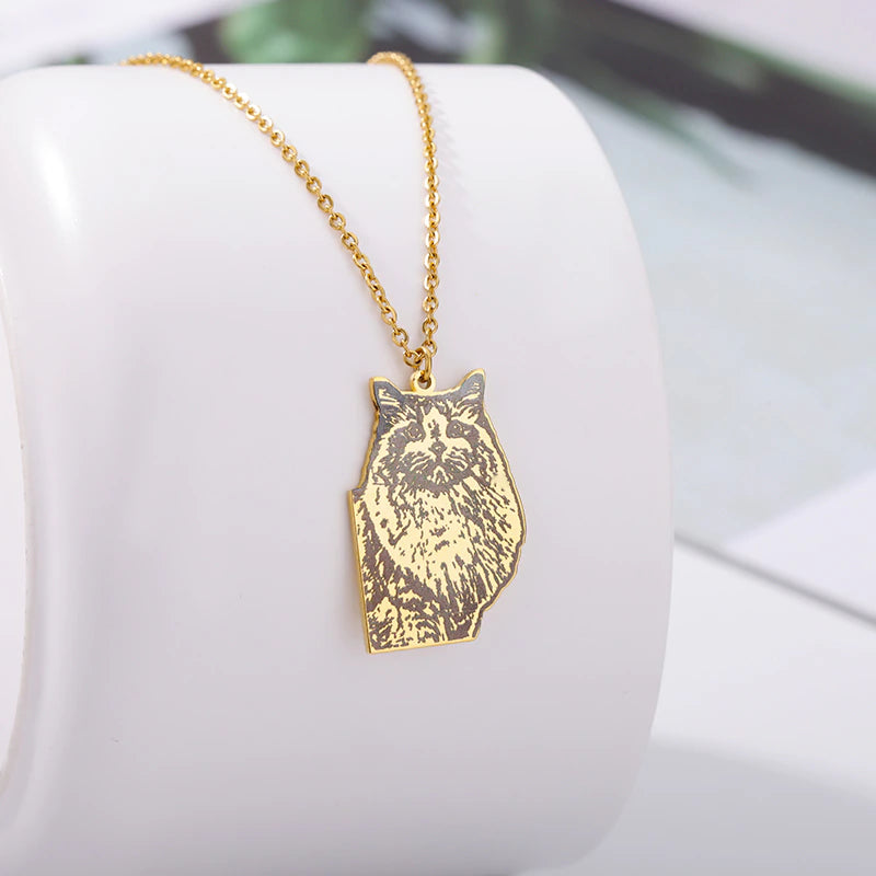 Personalized Necklace with Engraved Pet Photo