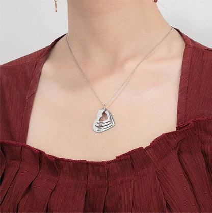 Personalized Four Heart Family Necklace