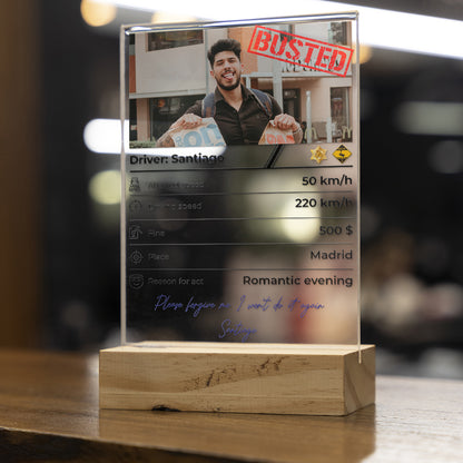 Personalised Transparent Plaque Speed radar Original Gift